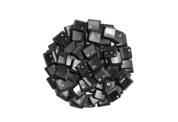 Black computer keys isolated on white