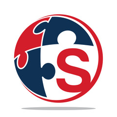 Icon logo for business consulting, illustrated with the concept puzzle and the initials  letter S
