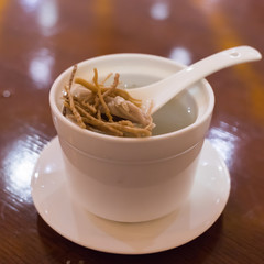 Traditional chicken soup in Chinese style