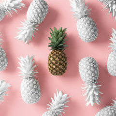 Painted pineapple concept. Vegan background