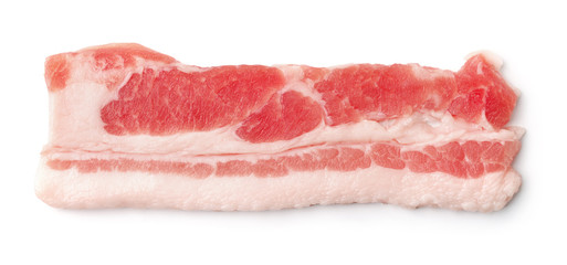 Top view of single silce fresh bacon