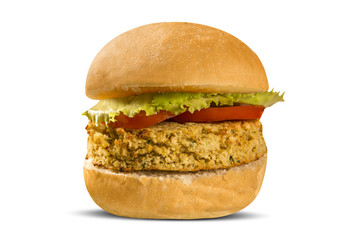 Vegan burger with lettuce and tomato