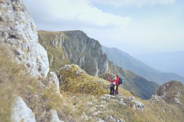 Fototapeta premium Active Couple On Hike In Beautiful Countryside
