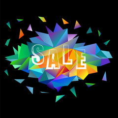 Sale Banner with Colorful Polygonal Texture