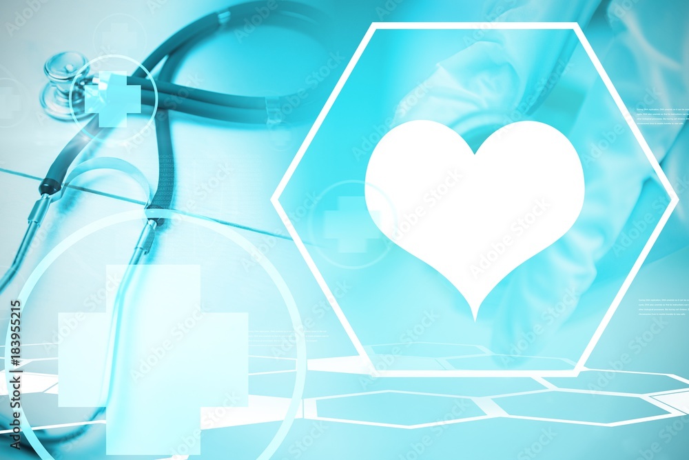 Aufkleber composite image of digital background with heart sign