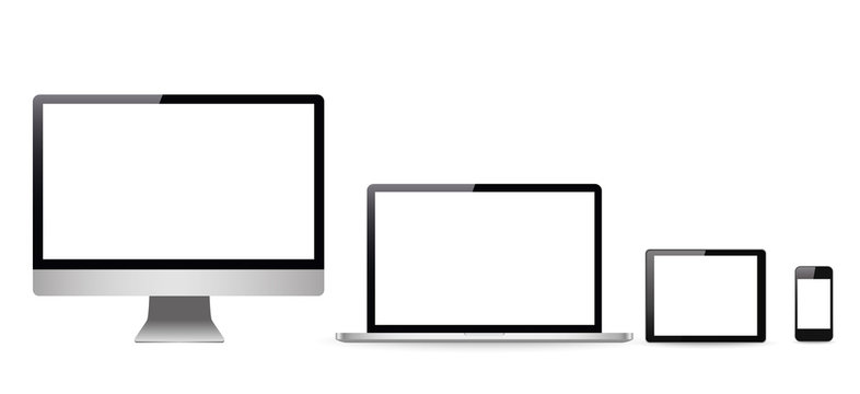 Set computer, laptop, tablet, phone . Vector illustration