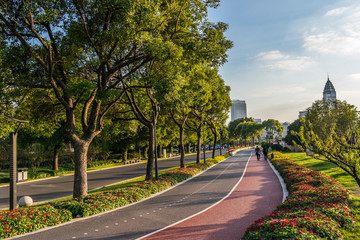 Riverside avenue park in Pudong district, Shanghai, China