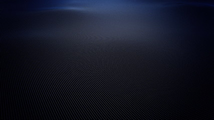 Abstract blue wavy surface made of balls, 3D rendering