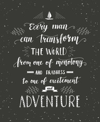 Travel. Vector hand drawn illustration for t-shirt print or poster with hand lettering quote.