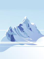 Blue mountains with snow against the blue sky