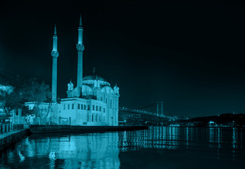Ortakoy mosque and Bosphorus bridge, Istanbul, Turkey