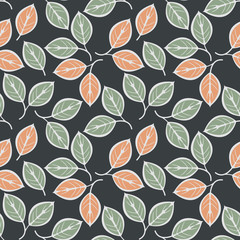 Seamless patterns with decorative leaves