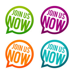 Join us now round Buttons. Circle Eps10 Vector.