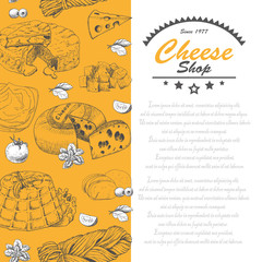 Vertical background with cheese products