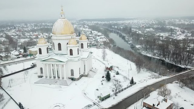 The city of Morshansk. Russia. Trinity Cathedral. River tsna