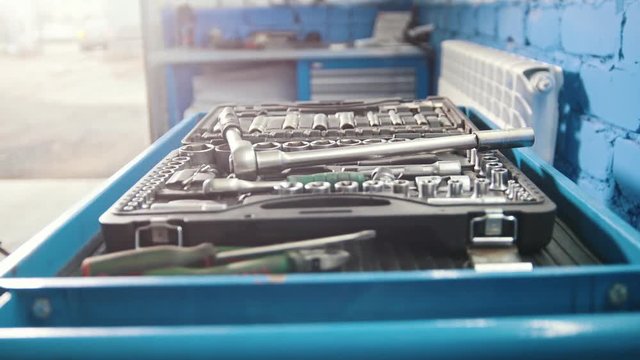 A kit of tools for repairing - screwdriver, wrenches - automobile car service