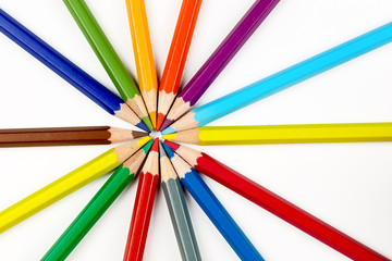 Fototapeta premium Student stationary and colorful pencils