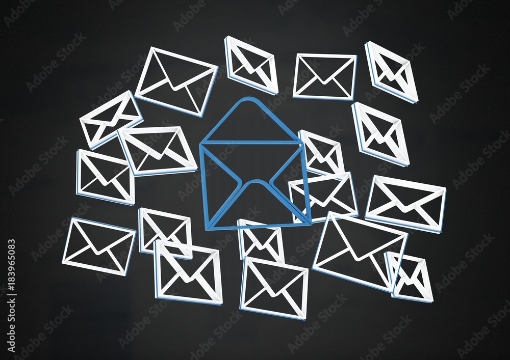 Poster email message app icons and dark background