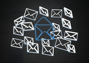 Email message app icons and dark background