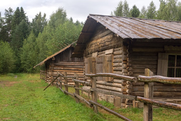 Wooden village houses.