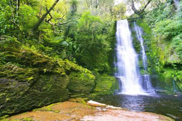 McLean Falls on the Tautuku River in Catlins Forest Park, South island, New Zealand.