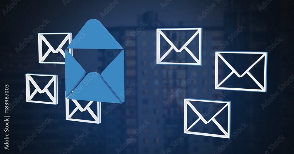 Poster email message app icons and dark background