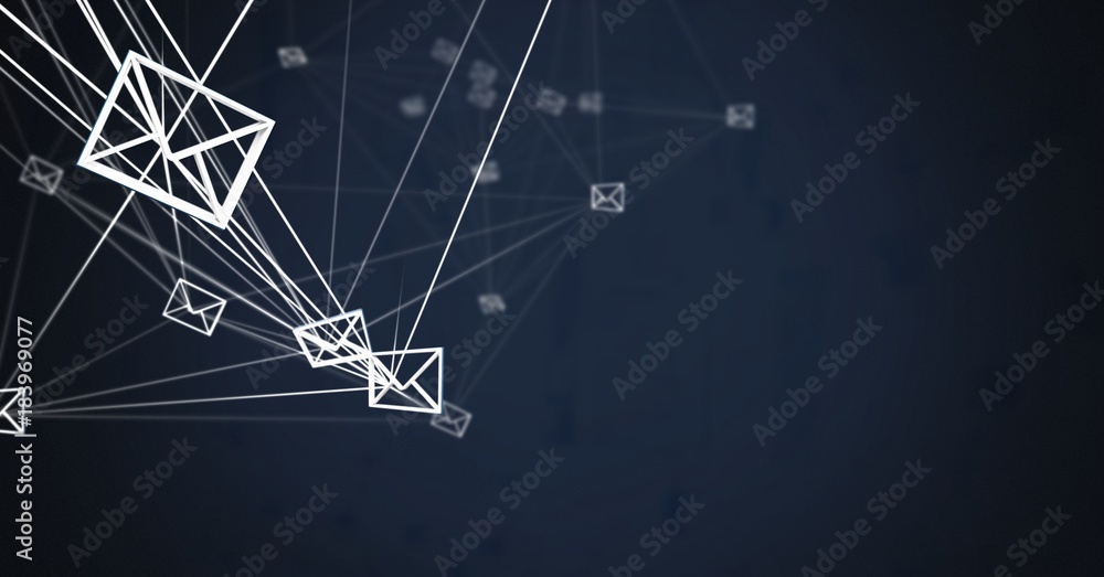 Poster email messages app icons connected and dark background