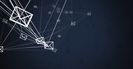 Email messages app icons connected and dark background