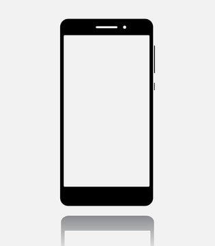 Smartphone flat icon, cellphone pictogram in trendy style with reflection shadow isolated on white background. Vector illustration.