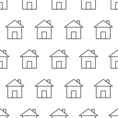 Fototapeta premium Seamless pattern from house icon black contour on a white background of vector illustration