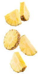 pineapple slices isolated on a white background - obrazy, fototapety, plakaty