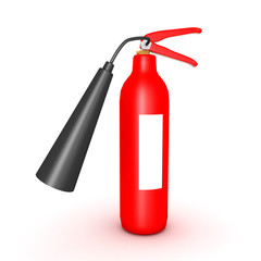 3D illustration of red fire extinguisher
