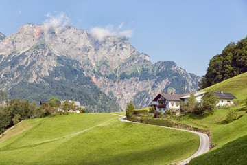 Traditional mountain farmhouse in German Alps near Berchtesgaden