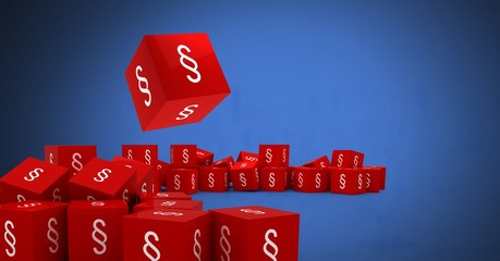 Section symbol icons cubes with blue background