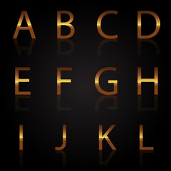Vector illustration of Gold Letters Set