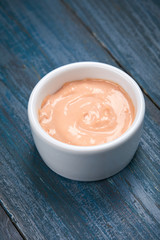 dish of pink dressing