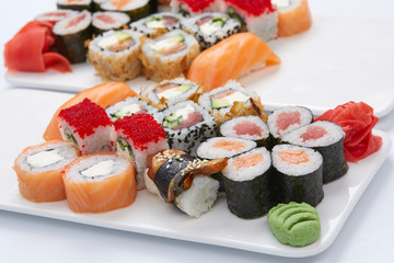 sushi set on the white background