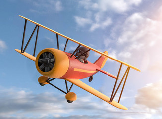 3d Männchen Flieger und Wolkenhimmel © fotomek