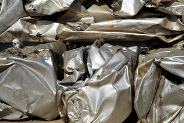 Recycling center landscapes from discarded cars, cans, wires  and metal refuse