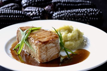 Grilled Tuna with sweet potato puree