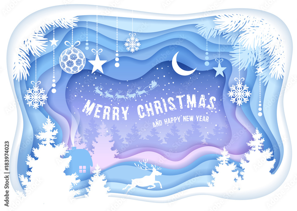 Wall mural Paper craft Christmas design