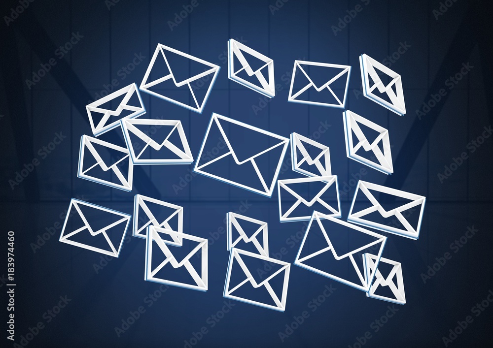 Poster email message app icons and dark background