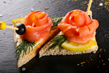 Canape with salmon