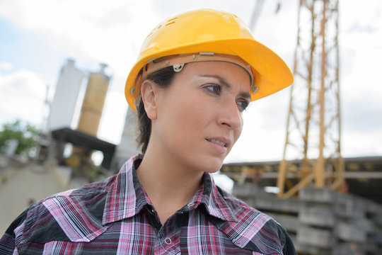 beautiful female architect at a construction site