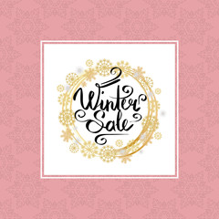 Winter Sale Poster in Frame Made of Snowflakes