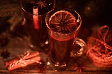 Christmas or New Year mulled wine in the evening