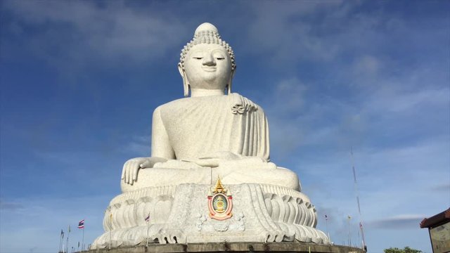 White Big Buddha Statue at Phuket Island, Thailand. Famous Buddhist and Touristic Place.