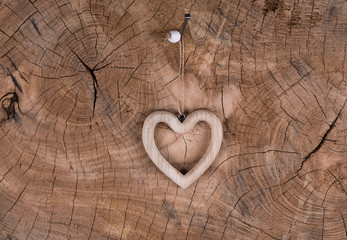 wooden heart on a wooden board