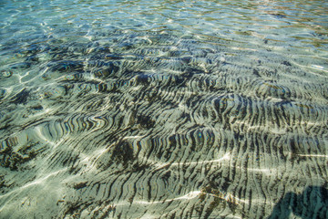 glitzernde und funkelnde Muster im seichten Wasser des Meeres