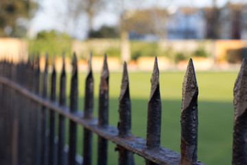Black iron fence with pointed spikes